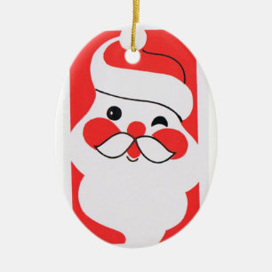 Ornement En Céramique Retro Jolly Santa Claus