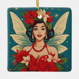 Ornement En Céramique Retro les années 50 Tropical Christmas Pin-Up Beau