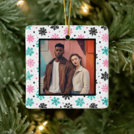 Ornement En Céramique Retro Snowflakes