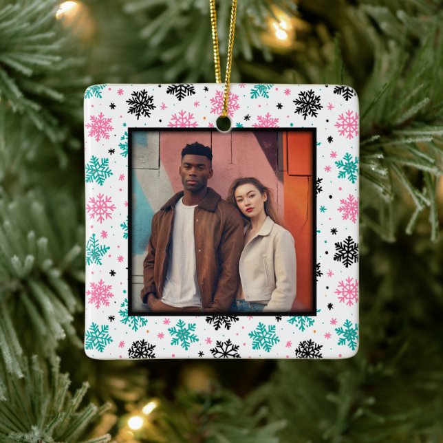 Ornement En Céramique Retro Snowflakes (Arbre)