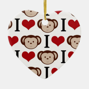 Ornement En Céramique Rétros singes d'amour d'I