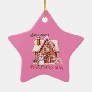 Ornement En Céramique Rêve de Noël rose