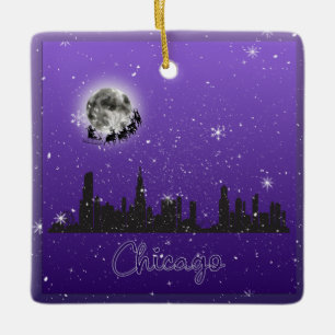 Ornement En Céramique Réveillon de Noël à Chicago, Illinois