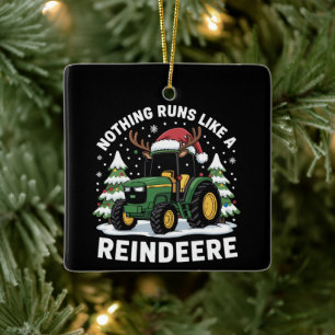 Ornement En Céramique Rien ne fonctionne comme un tracteur de Noël Reind
