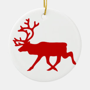 Ornement En Céramique Rindeer rouge / Silhouette caribou