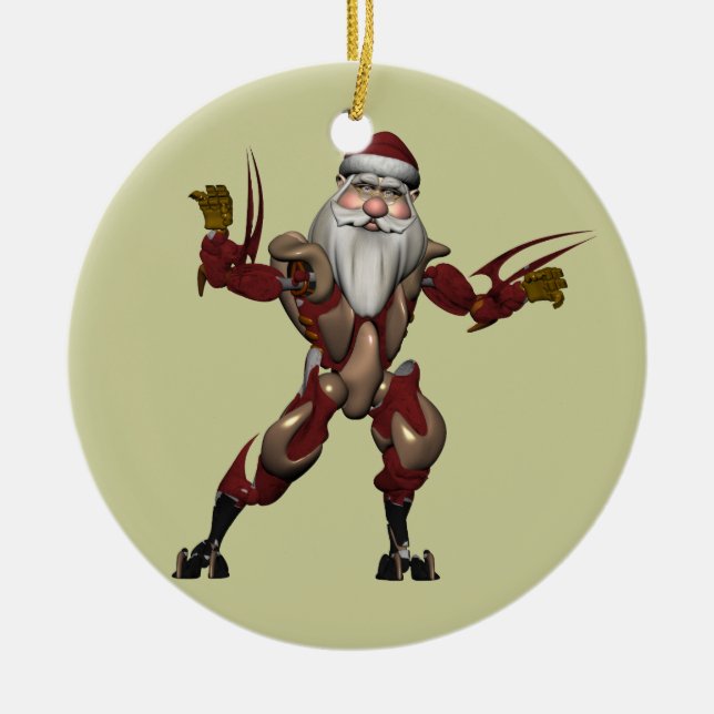Ornement En Céramique Robot Père Noël (Devant)