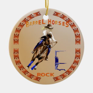 Ornement En Céramique Roche-Ornement de chevaux de baril