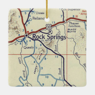 Ornement En Céramique Rock Springs WY Vintage Map