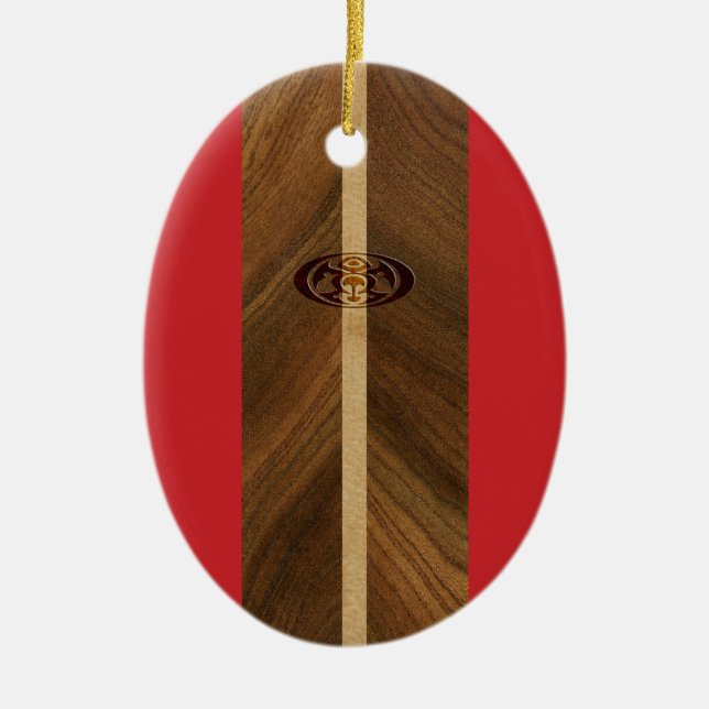 Ornement En Céramique Rocky Point Hawaiian Faux Wood Surboard (Devant)