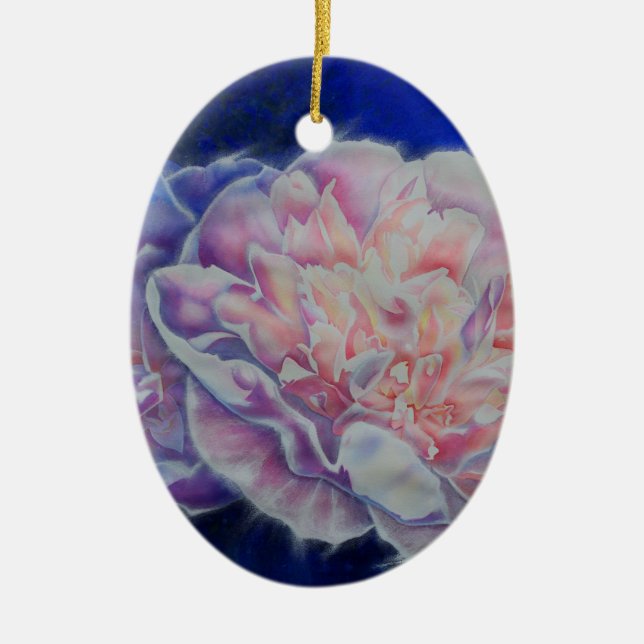 Ornement En Céramique Romantique élégante couleur rose blanc pastel (Devant)