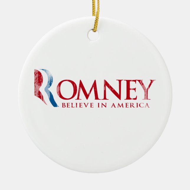 Ornement En Céramique Romney - croyez à l'Amérique (rouge) (Devant)