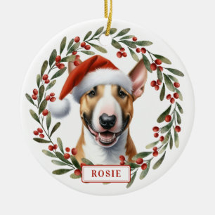 Ornement en céramique rond de chien Bull Terrier