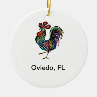 Ornement en céramique rond de poulet d'Oviedo