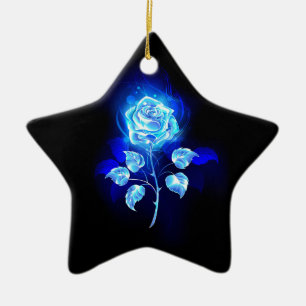 Ornement En Céramique Rose bleu brûlant