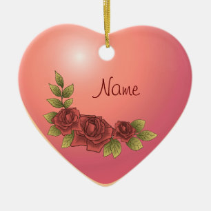 Ornement En Céramique Rose Garland Heart