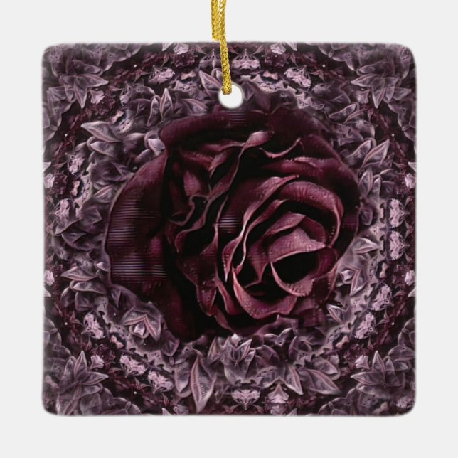 Ornement En Céramique Rose Mandala (Devant)