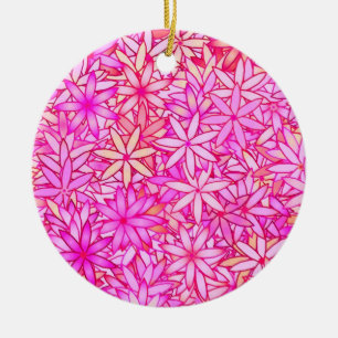 Ornement En Céramique rose, pêche, orchidée et fleurs de corail
