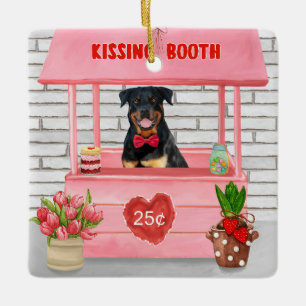 Ornement En Céramique Rottweiler Dog Valentine's Day Kissing Booth