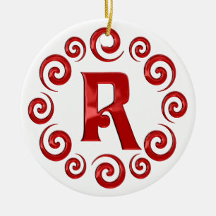 Ornement En Céramique Rouge de la lettre R de monogramme