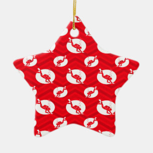 Ornement En Céramique Rouge écarlate, Blanc, Chevron, Plongée sous-marin