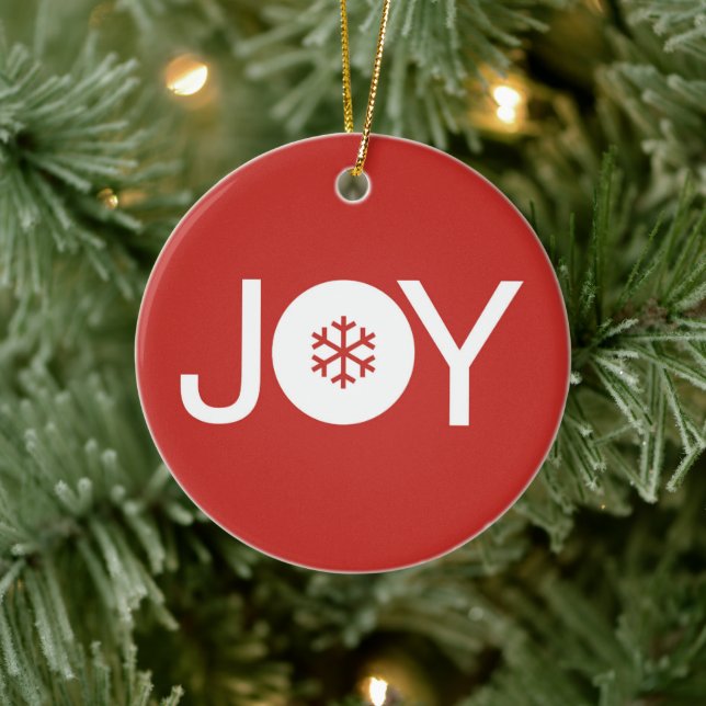 Ornement en céramique rouge Joy Noël (Arbre)