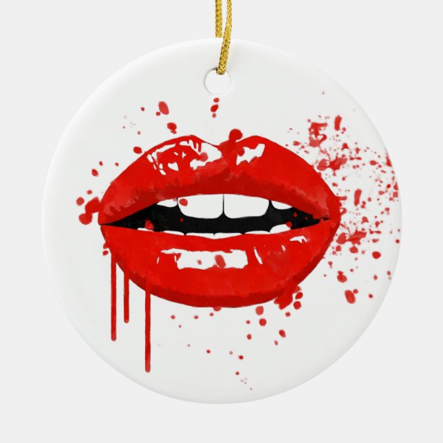 Ornement En Céramique Rouge lèvres baiser beauté maquillage mode (Devant)