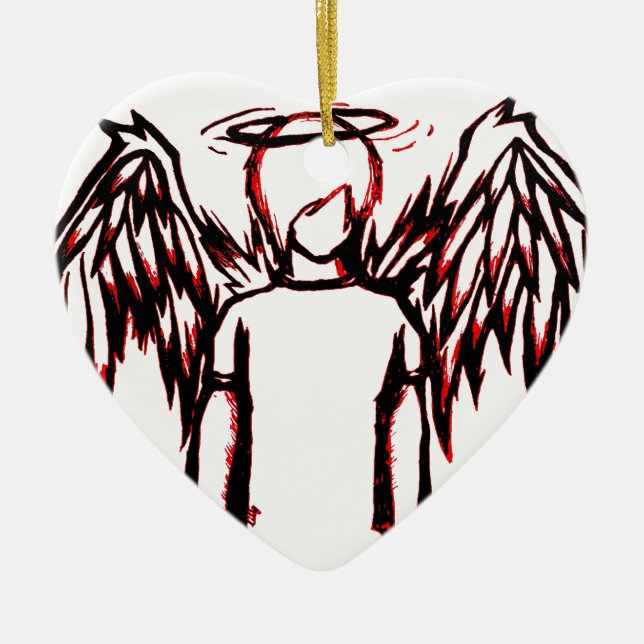 Ornement En Céramique Rouge tombé d'ange (Devant)