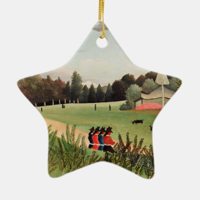 Ornement En Céramique Rousseau - Paysage et quatre jeunes filles (Dos)