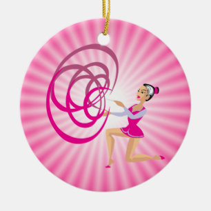 Ornement En Céramique Ruban de gymnastique Rythmique Rose