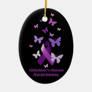 Ornement En Céramique Ruban pourpre de conscience : Maladie d'Alzheimer