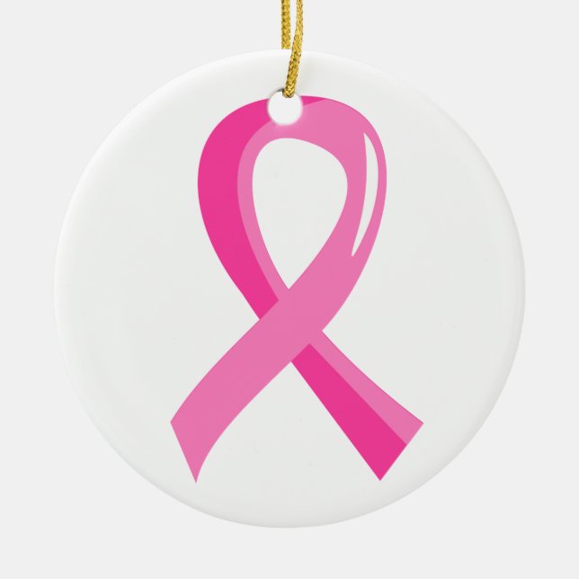 Ornement En Céramique Ruban rose 3 de cancer du sein (Devant)
