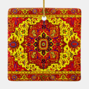 Ornement En Céramique RUG PERSIEN - Rouge et Jaune