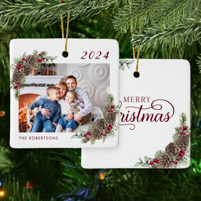 Ornement En Céramique Russe Photo de famille Joyeux Noël (Créateur téléchargé)