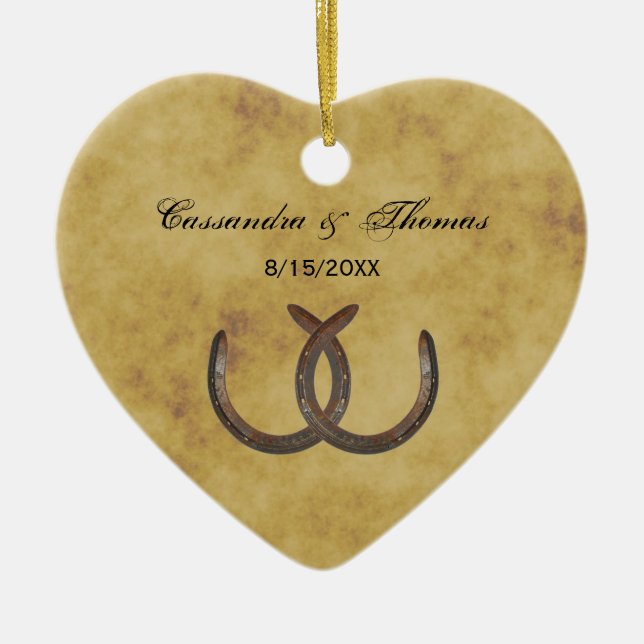 Ornement En Céramique Rustic Horseshoes (Devant)
