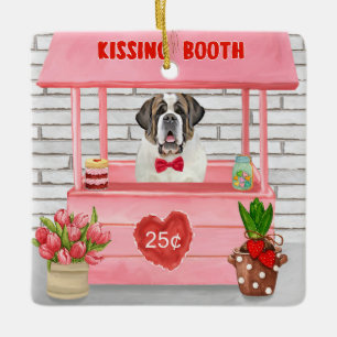 Ornement En Céramique Saint Bernard Chien Saint Valentin Booth de baiser