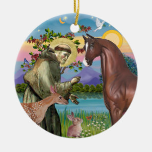 Ornement En Céramique Saint François - Cheval (châtaignier)