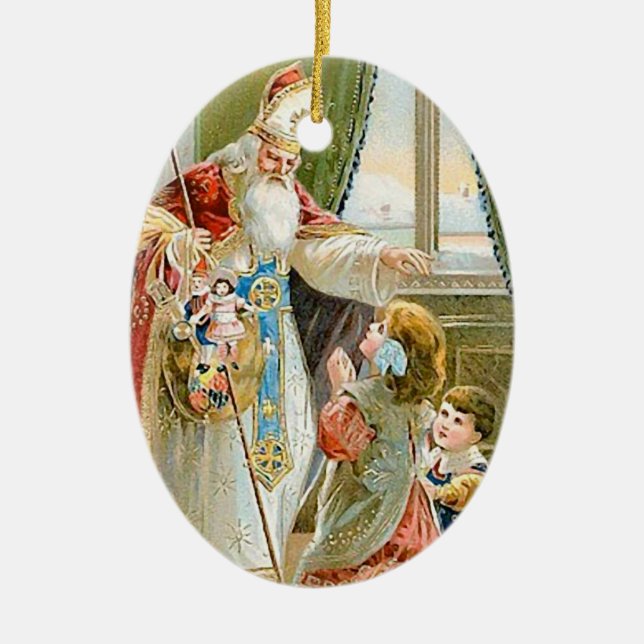 Ornement En Céramique Saint Nicolas de Noël (Devant)