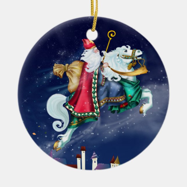 Ornement En Céramique Saint Nicolas magique - Père Noël - SRF (Devant)