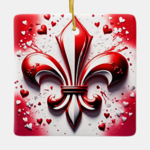 Ornement En Céramique Saint Valentin Fleur De Lis