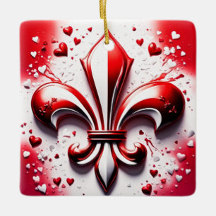 Ornement En Céramique Saint Valentin Fleur De Lis