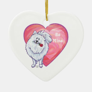 Ornement En Céramique Saint Valentin Poméranie Blanche