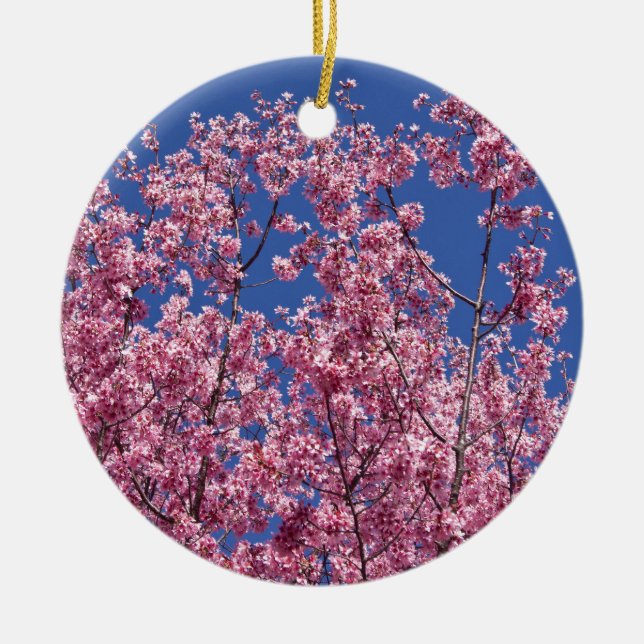 Ornement En Céramique Sakura Cherry Fleurit Dans Le Bleu (Devant)