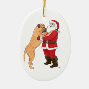 Ornement En Céramique Salutation Jowly de Noël de Bullmastiff