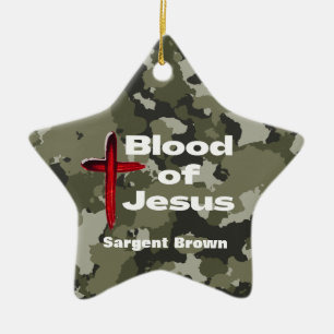 Ornement En Céramique Sang de Jésus Camo Vert Prière personnalisée