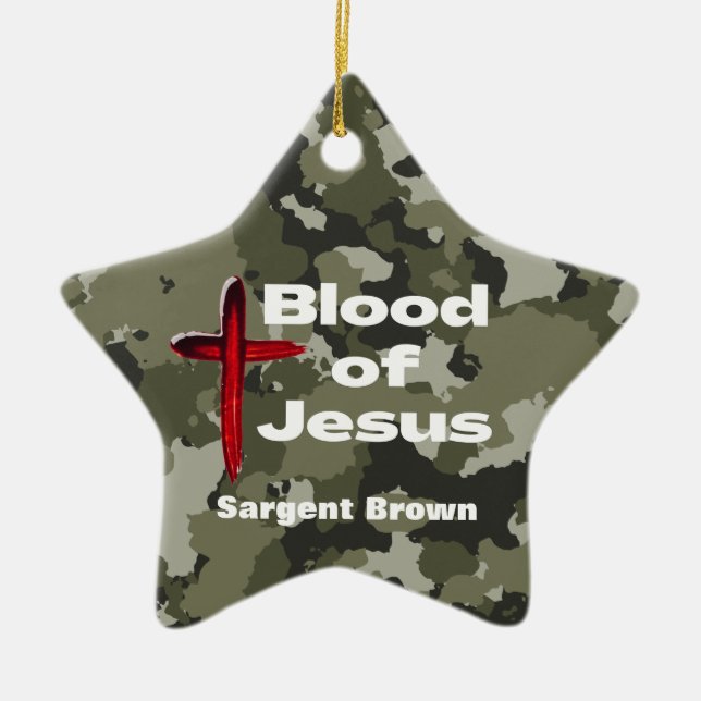 Ornement En Céramique Sang de Jésus Camo Vert Prière personnalisée (Devant)