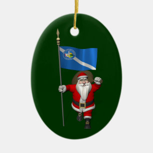 Ornement En Céramique Santa Claus Avec L'Enseigne De Las Vegas