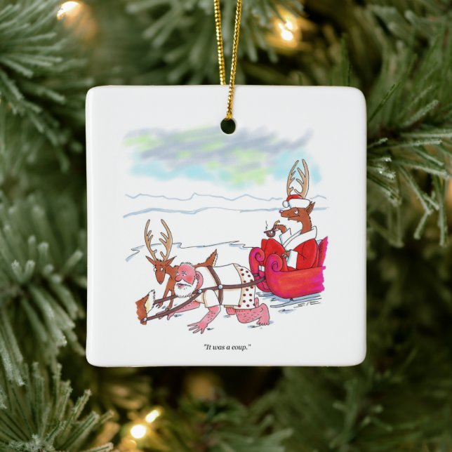 Ornement En Céramique Santa Claus Coup square ceramic ornament (Arbre)