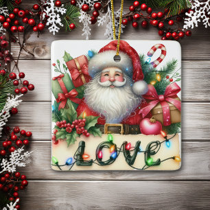Ornement En Céramique Santa Claus Love Lights Enfants Ornement céramique