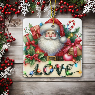 Ornement En Céramique Santa Claus Love Lights Enfants Ornement céramique