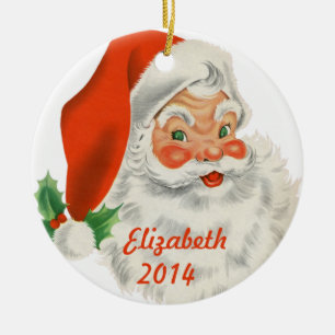 Ornement En Céramique Santa Claus rétro personnalisé